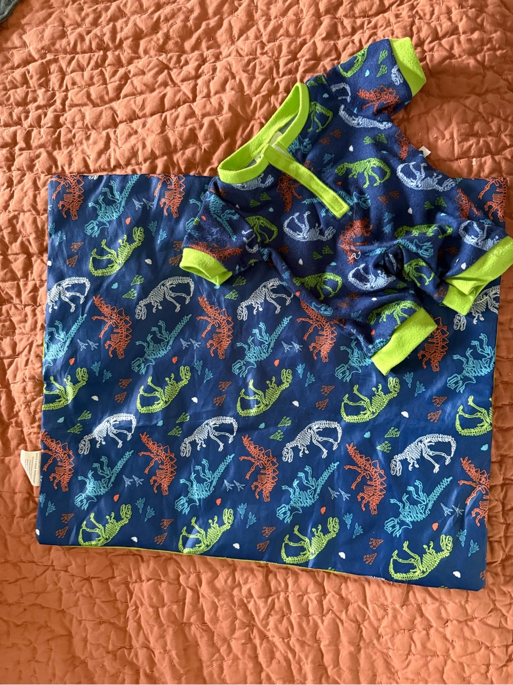Build-A-Bear Navy Dinosaur Outfit with Neon Green Trim